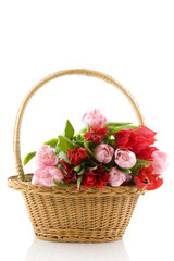 Fototapeta na wymiar Basket with tulips