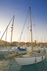 Sailing yachts in a private marina