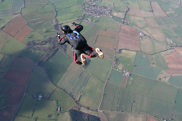 Solo skydiver in freefall