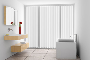Fototapeta na wymiar modern bathroom with white walls