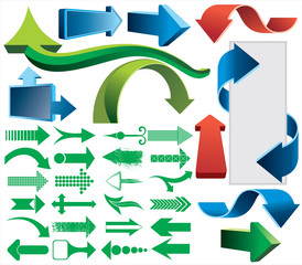 Colorful 3d vector arrows set