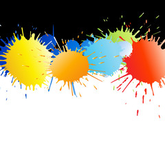 Colorful paint splashes  with  rainbow gradient  background