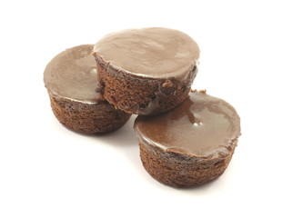 Three Chocolate Cupcakes Stacked