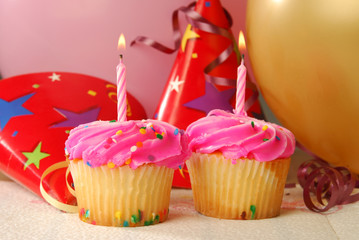 Two Birthday Cupcakes