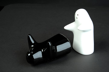 porcelain saltcellar and pepperpot