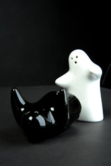 porcelain saltcellar and pepperpot
