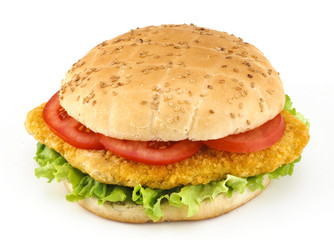 Sandwich con hamburger di pollo e verdure