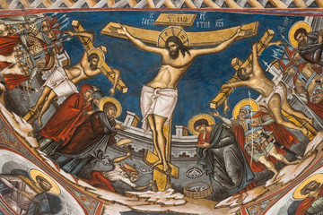 Crucifixion of Jesus. Icon from Modovita monastery
