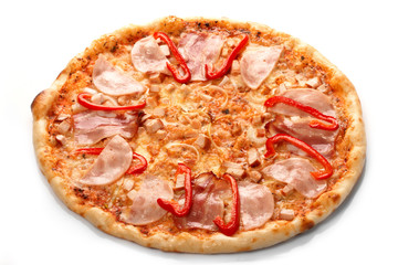 Pizza with pepper and ham