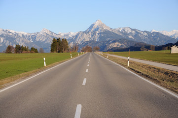 Road leading to the Alps, Bavaria Germany