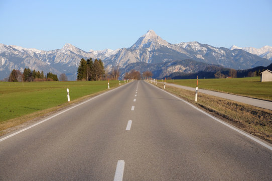 Road leading to the Alps, Bavaria Germany