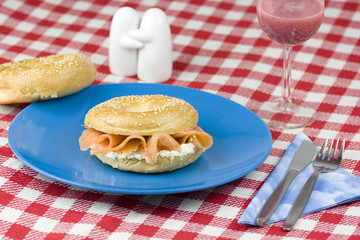 Bagel with freshly smoked salmon