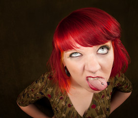 Punky Girl with Red Hair