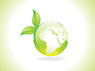 abstract unique green eco globe with leaf