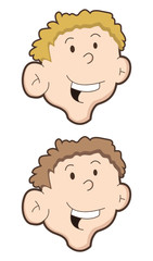 set of two kids face with big smile