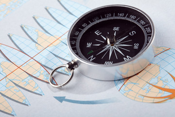 Map with a compass