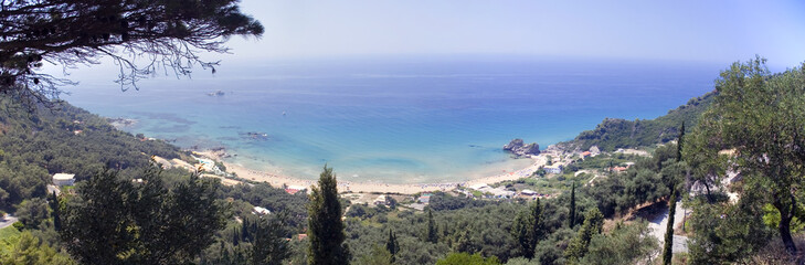 Agios Georgios seaside resort view from above, Corfu, Greece