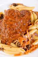 Macaroni with lamb meat