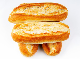 four rolls on white background