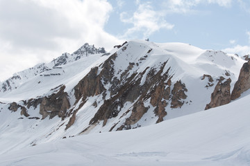 Winter aerial view of ski slopes