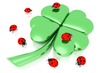 Kleeblatt mit Marienkäfern