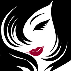 Vector closeup portrait of a girl with beautiful hair