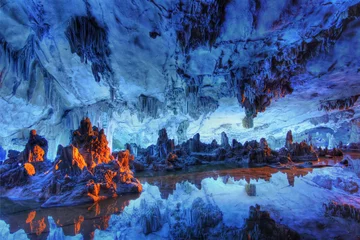 Peel and stick wall murals Guilin reed flute cave crystal palace