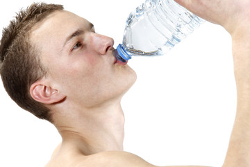Young Man Drinking Water