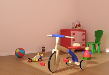 Children's room with wood bicycle 2