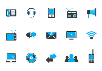 Communication icons - blue black series