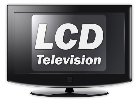 Flatscreen TV with "LCD Television" wording on screen