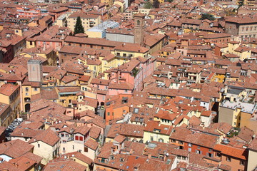 Fototapeta na wymiar Red brick roofs in Bologna