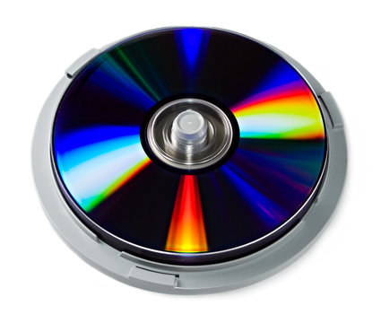 Stack of dvd disks isolated on white.