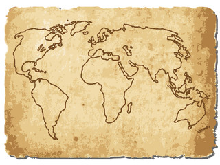 world map on old paper