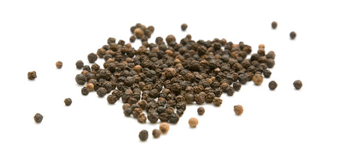 black peppercorns isolated on white background