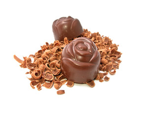 Rose-Shaped Candies on Chocolate Chips