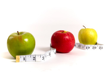 Apples with measuring band
