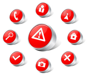 Red web icon set. Vector illustration