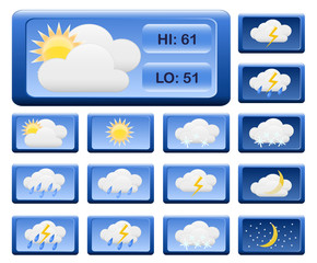 Icons for weather report. Vector illustration