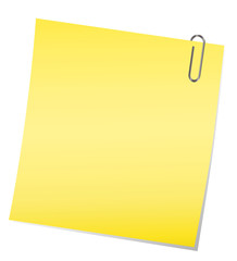 Vector yellow sticky note with paper clip
