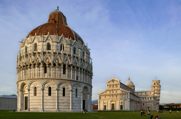 Cathedral, Baptistry and Tower of Pisa in Miracoli square