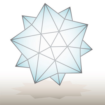 Polyhedral figure of a star with gradient vector 3D.