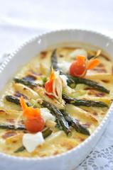 Kartoffel Spargel gratin