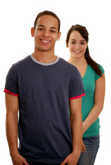 Fototapeta premium Happy teenagers smiling isolated on white