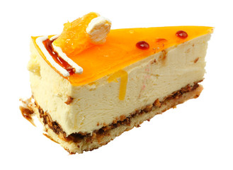Curd Piece of cake with orange jelly