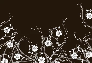 Stickers meubles Fleurs noir et blanc Floral abstrait, vecteur