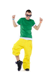 Breakdancer posing, isolated on white