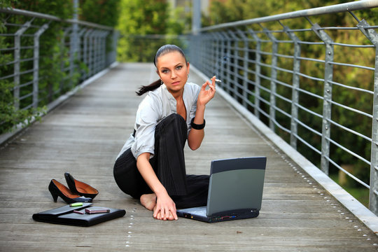 Business Woman rauchende Frau Pause smoking