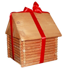 House model tied up by ribbon