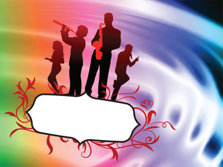 Live Music Band on Abstract Liquid Wave Background